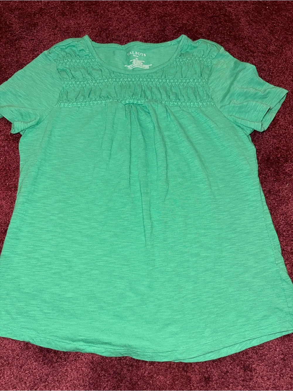 Talbots green shirt top women’s small petite short sleeve